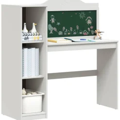 vidaXL Bureau met open opbergruimte en schoolbord met plank ROROS Wit