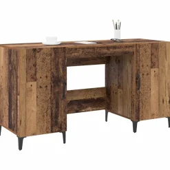 vidaXL Bureau met opslag Oudhout 140 x 50 x 75 cm Bewerkt hout