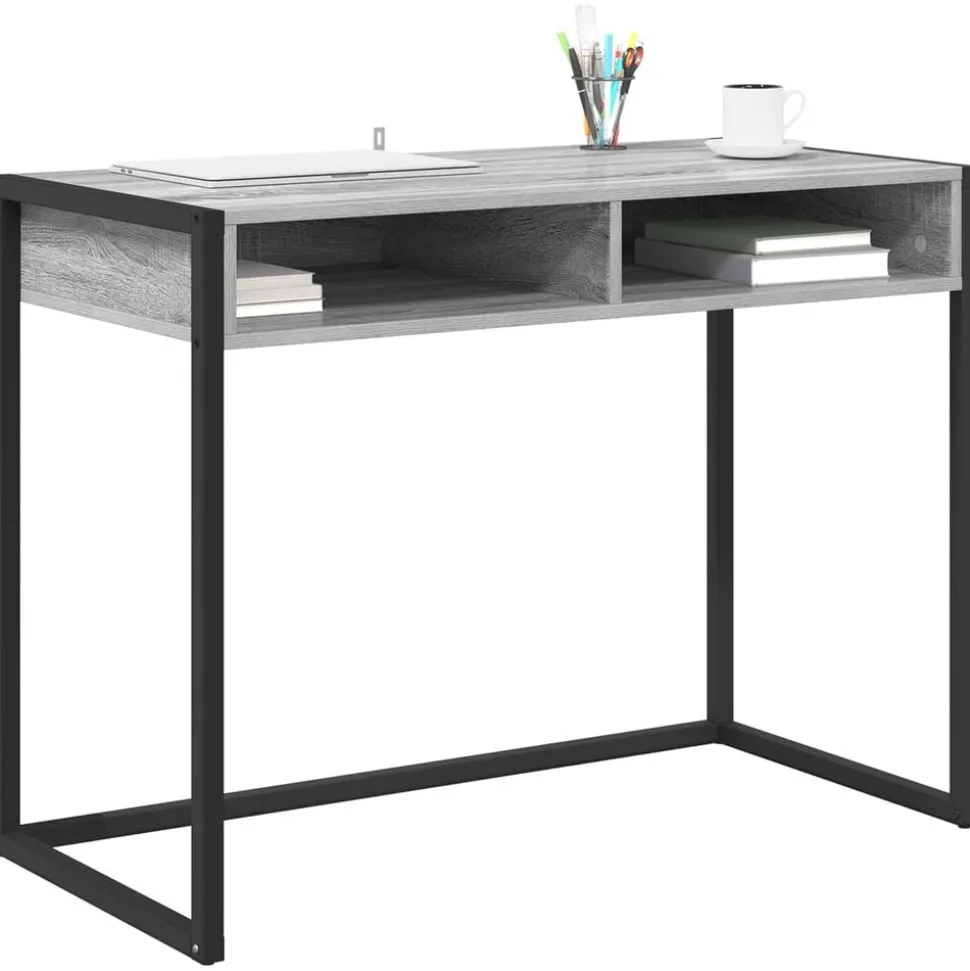 vidaXL Bureau met opslag Grijs Sonoma 100 x 50 x 75 cm Bewerkt hout