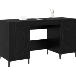 vidaXL Bureau met opslag Zwart Eiken 140 x 50 x 75 cm Bewerkt hout