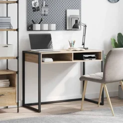 vidaXL Bureau met opslag Sonoma 100 x 50 x 75 cm Bewerkt hout