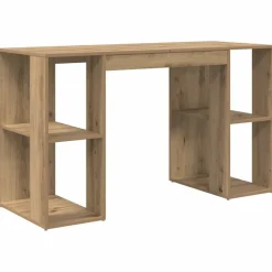 vidaXL Bureau met plank Artisan Eiken 130 x 50.5 x 75 cm Bewerkt hout