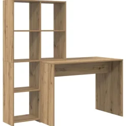 vidaXL Bureau met plank Artisan Eiken 138,5 x 55 x 143 cm Bewerkt hout