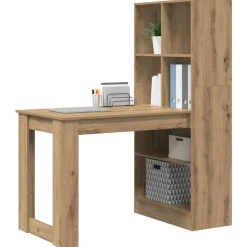 vidaXL Bureau met plank Artisan Eiken 122 x 67 x 145 cm Bewerkt hout