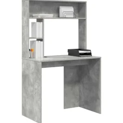 vidaXL Bureau met plank Beton Grijs 91 x 50 x 149 cm Bewerkt hout