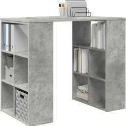 vidaXL Bureau met plank Beton Grijs 90 x 50 x 75 cm Bewerkt hout