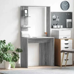vidaXL Bureau met plank Grijs Sonoma 78,5 x 37 x 154,5 cm Bewerkt hout