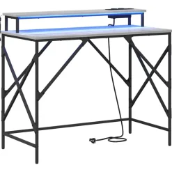 vidaXL Bureau met plank Grijs Sonoma 100 x 50 x 86,5 cm Bewerkt hout