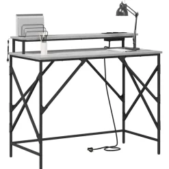 vidaXL Bureau met plank Grijs Sonoma 100 x 50 x 86,5 cm Bewerkt hout