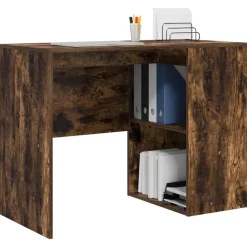 vidaXL Bureau met plank Gerookt eiken 102 x 50 x 75 cm Bewerkt hout