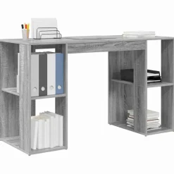 vidaXL Bureau met plank Grijs Sonoma 130 x 50.5 x 75 cm Bewerkt hout