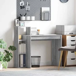 vidaXL Bureau met plank Grijs Sonoma 100 x 40 x 90 cm Bewerkt hout