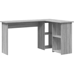 vidaXL Bureau met plank Grijs Sonoma 142 x 102 x 73 cm Bewerkt hout