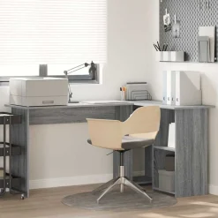 vidaXL Bureau met plank Grijs Sonoma 142 x 102 x 73 cm Bewerkt hout