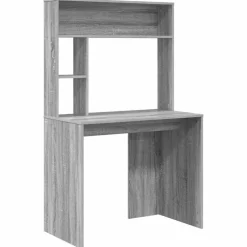 vidaXL Bureau met plank Grijs Sonoma 91 x 50 x 149 cm Bewerkt hout