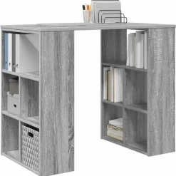 vidaXL Bureau met plank Grijs Sonoma 90 x 50 x 75 cm Bewerkt hout