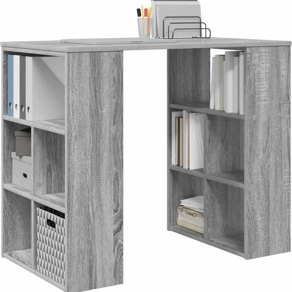 vidaXL Bureau met plank Grijs Sonoma 90 x 50 x 75 cm Bewerkt hout