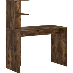 vidaXL Bureau met plank Gerookt eiken 102 x 50 x 124 cm Bewerkt hout