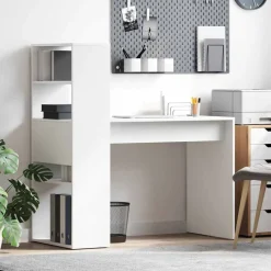 vidaXL Bureau met plank met opslag Wit 113 x 54 x 120 cm Bewerkt hout
