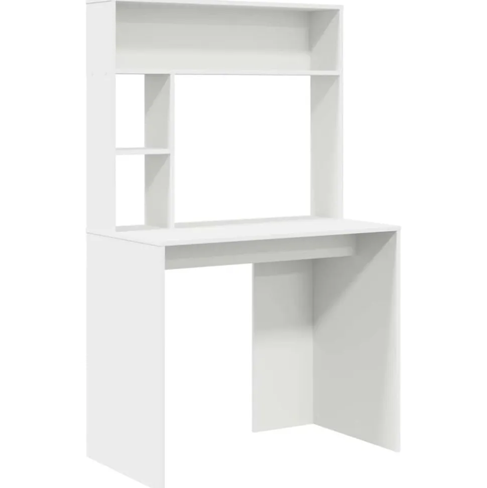 vidaXL Bureau met plank met opslag Wit 91 x 50 x 149 cm Bewerkt hout