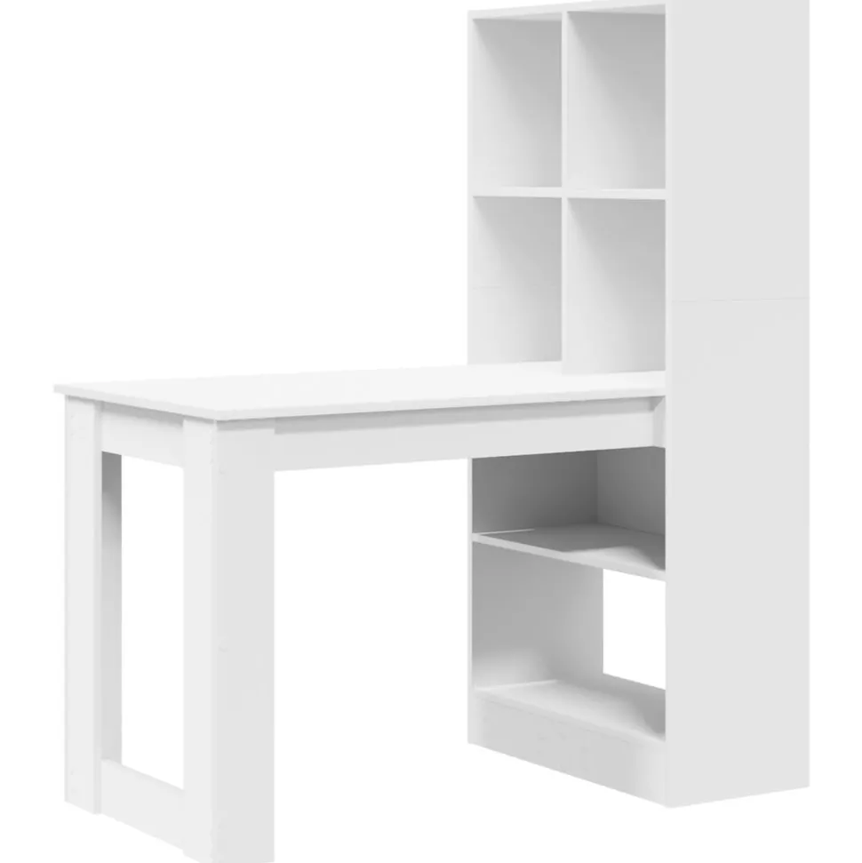 vidaXL Bureau met plank met opslag Wit 122 x 67 x 145 cm Bewerkt hout