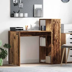 vidaXL Bureau met plank Oud Hout 108 x 55 x 103.5 cm Bewerkt hout