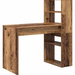 vidaXL Bureau met plank Oud Hout 113 x 54 x 120 cm Bewerkt hout