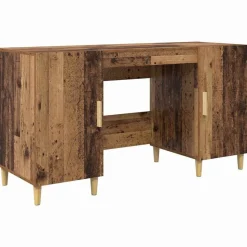 vidaXL Bureau met plank Oud Hout 140 x 50 x 75 cm Bewerkt hout