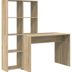 vidaXL Bureau met plank Sonoma Eiken 138,5 x 55 x 143 cm Bewerkt hout