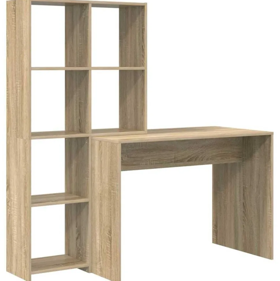 vidaXL Bureau met plank Sonoma Eiken 138,5 x 55 x 143 cm Bewerkt hout