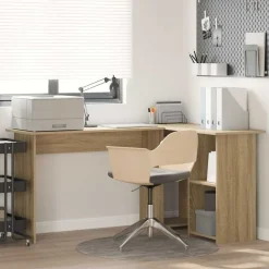 vidaXL Bureau met plank Sonoma Eiken 142 x 102 x 73 cm Bewerkt hout