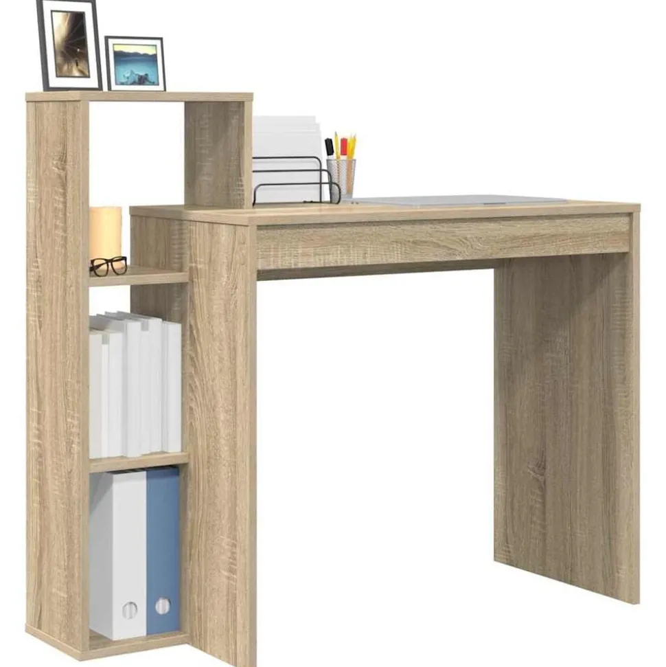 vidaXL Bureau met plank Sonoma Eiken 100 x 40 x 90 cm Bewerkt hout
