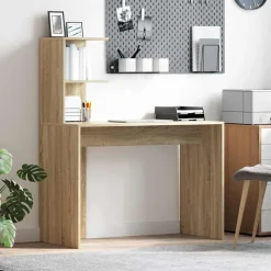 vidaXL Bureau met plank Sonoma eiken 102 x 50 x 124 cm Bewerkt hout