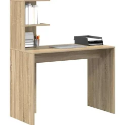 vidaXL Bureau met plank Sonoma eiken 102 x 50 x 124 cm Bewerkt hout
