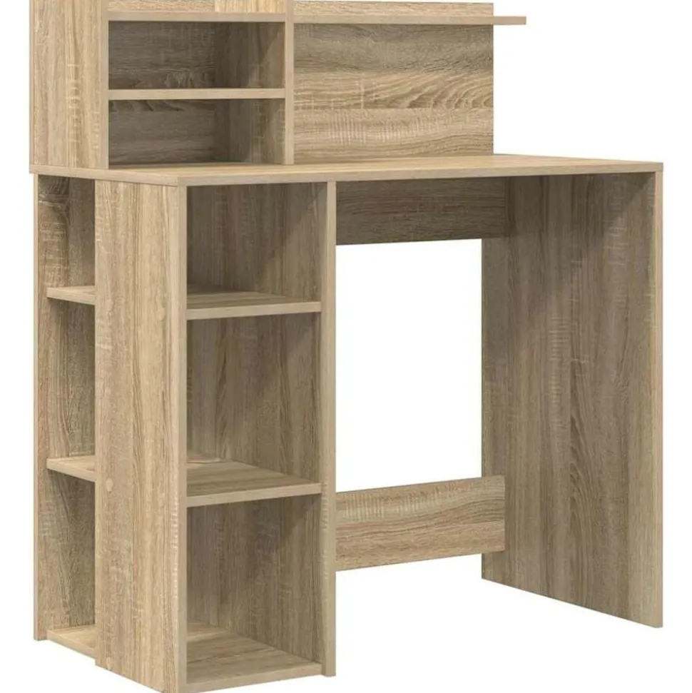 vidaXL Bureau met plank Sonoma Eiken 90 x 48 x 101,5 cm Bewerkt hout