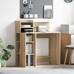 vidaXL Bureau met plank Sonoma Eiken 90 x 48 x 101,5 cm Bewerkt hout