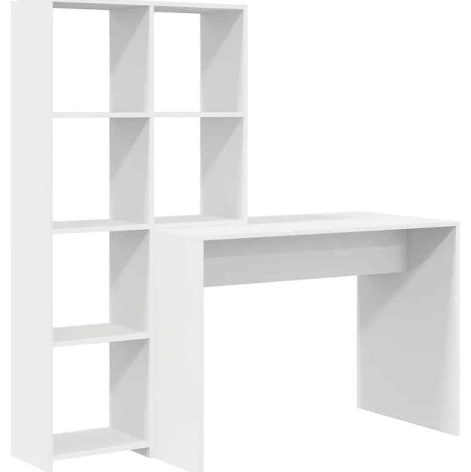 vidaXL Bureau met plank Wit 138,5 x 55 x 143 cm Bewerkt hout