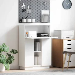vidaXL Bureau met plank Wit 71,5 x 31,5 x 106,5 cm Bewerkt hout