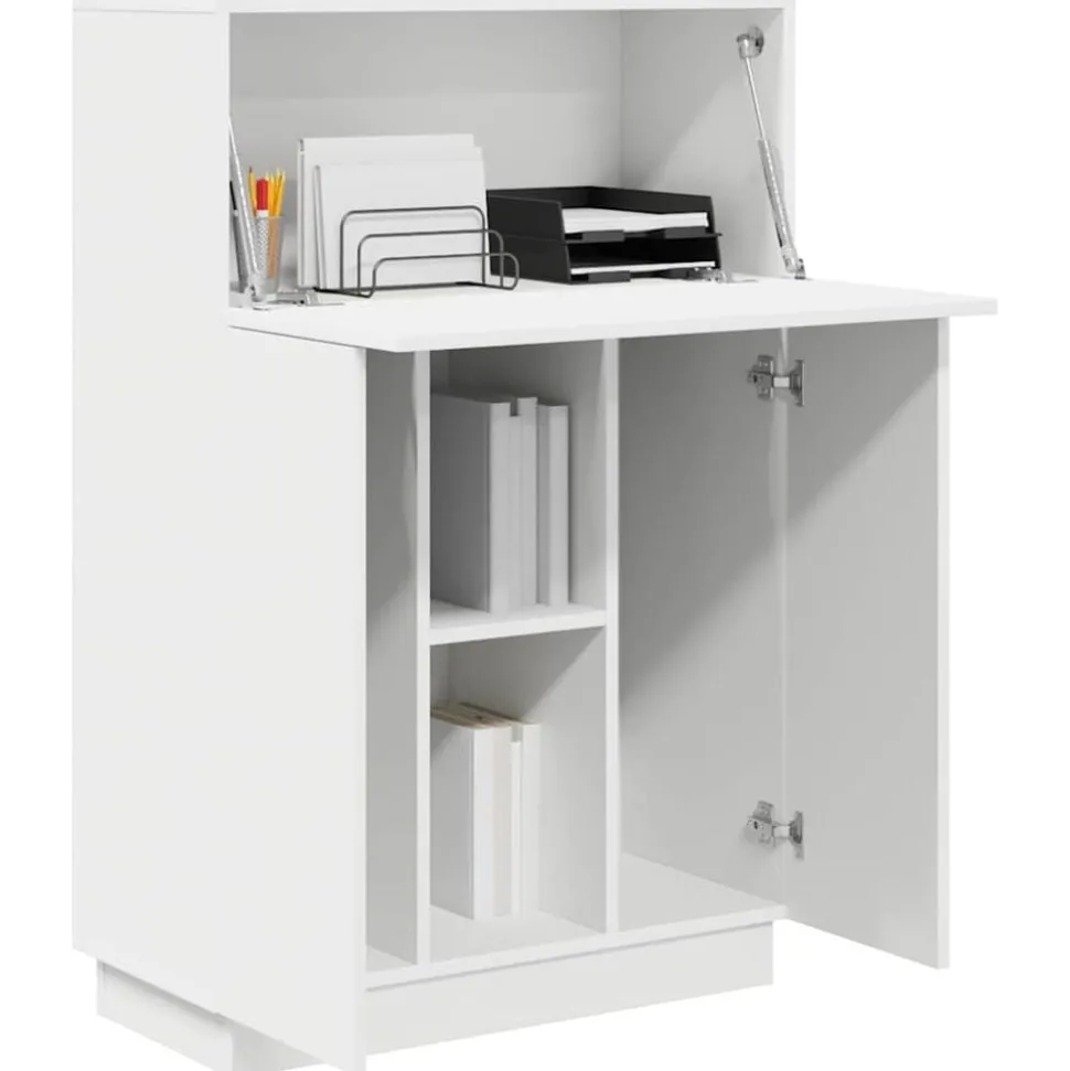 vidaXL Bureau met plank Wit 71,5 x 31,5 x 106,5 cm Bewerkt hout