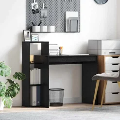 vidaXL Bureau met plank Zwart Eiken 100 x 40 x 90 cm Bewerkt hout