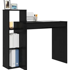 vidaXL Bureau met plank Zwart Eiken 100 x 40 x 90 cm Bewerkt hout