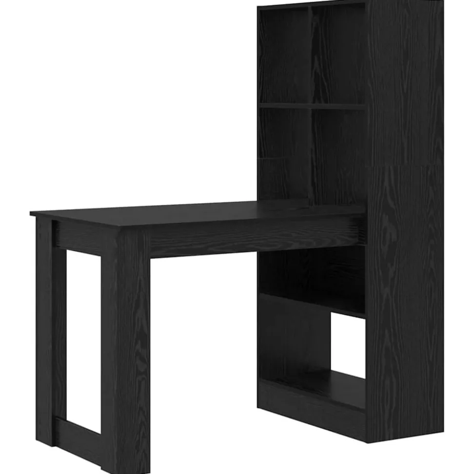 vidaXL Bureau met plank Zwart Eiken 122 x 67 x 145 cm Bewerkt hout