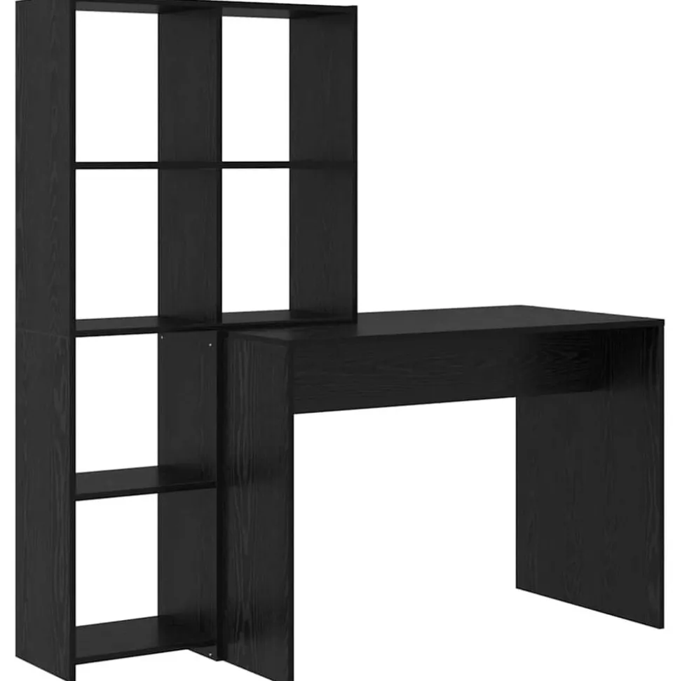vidaXL Bureau met plank Zwart Eiken 138,5 x 55 x 143 cm Bewerkt hout