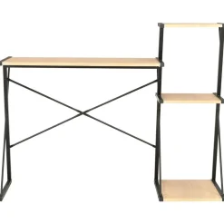 vidaXL Bureau met schap 116x50x93 cm zwart en eikenkleurig