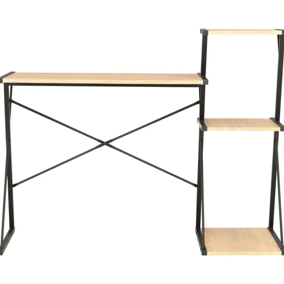 vidaXL Bureau met schap 116x50x93 cm zwart en eikenkleurig