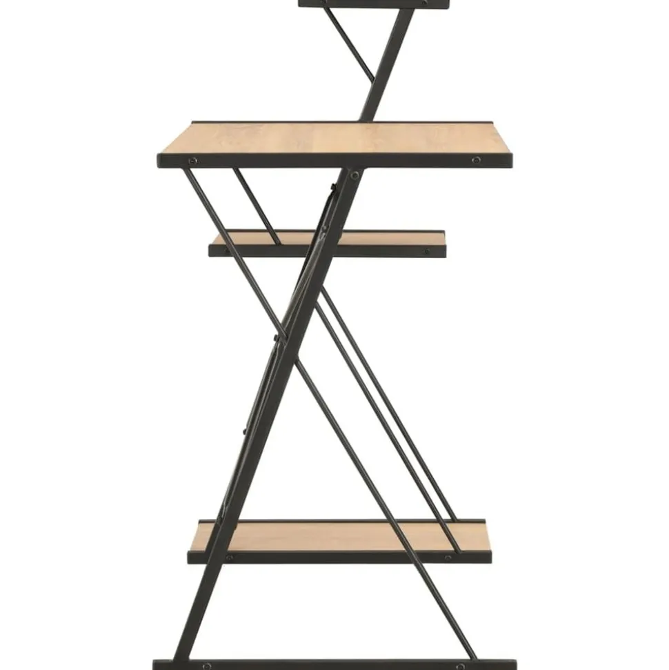 vidaXL Bureau met schap 116x50x93 cm zwart en eikenkleurig