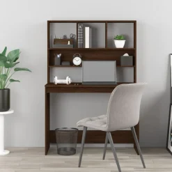 vidaXL Bureau met schappen 102x45x148 cm bewerkt hout bruineikenkleur