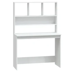 vidaXL Bureau met schappen 102x45x148 cm bewerkt hout wit