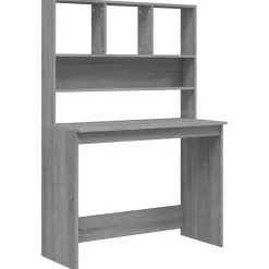vidaXL Bureau met schappen 102x45x148 cm bewerkt hout grijs sonoma