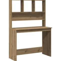 vidaXL Bureau met schappen 102x45x148 cm bewerkt hout artisanaal eiken